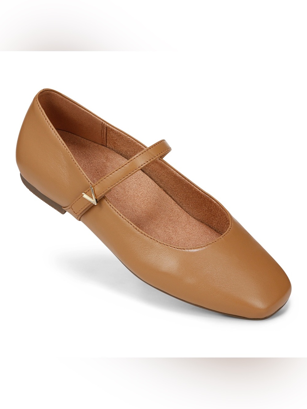 VIONIC ALAMEDA LEATHER MARY JANE FLATS CAMEL 8.5 W WIDE - Picture 2 of 10